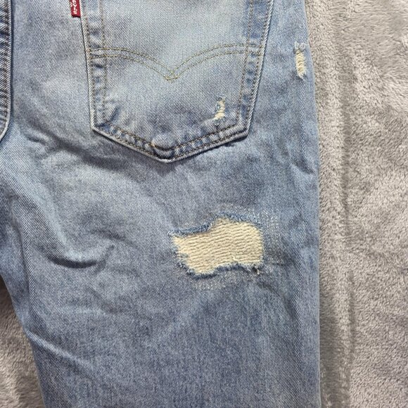 Levi's 511 Slim Denim Shorts Mens 34 Light Wash Distressed Ripped Cutoff Raw Hem - Picture 3 of 10